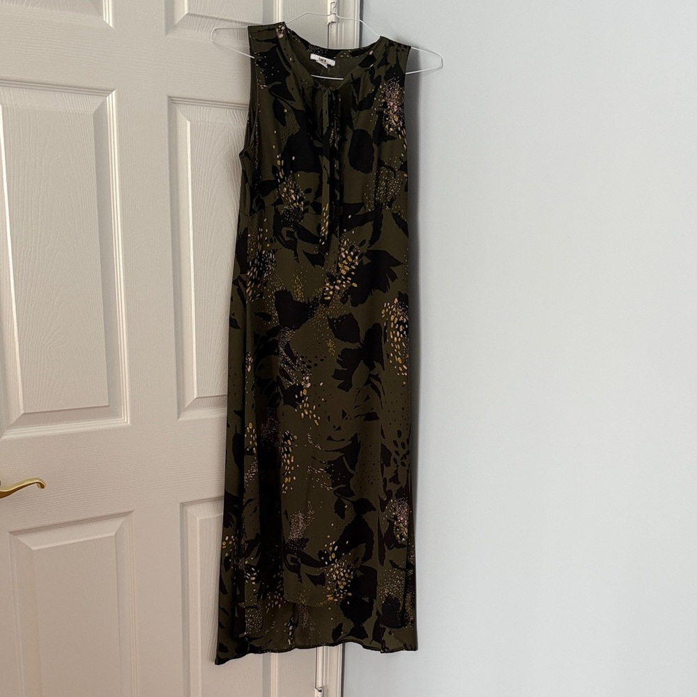 Bar III Floral Sleeveless Midi Dress in Olive and Black